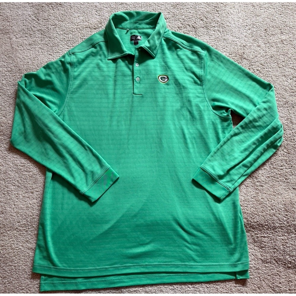 Adidas Green Bay Packer Long Sleeve Polo Green Size 2XL
